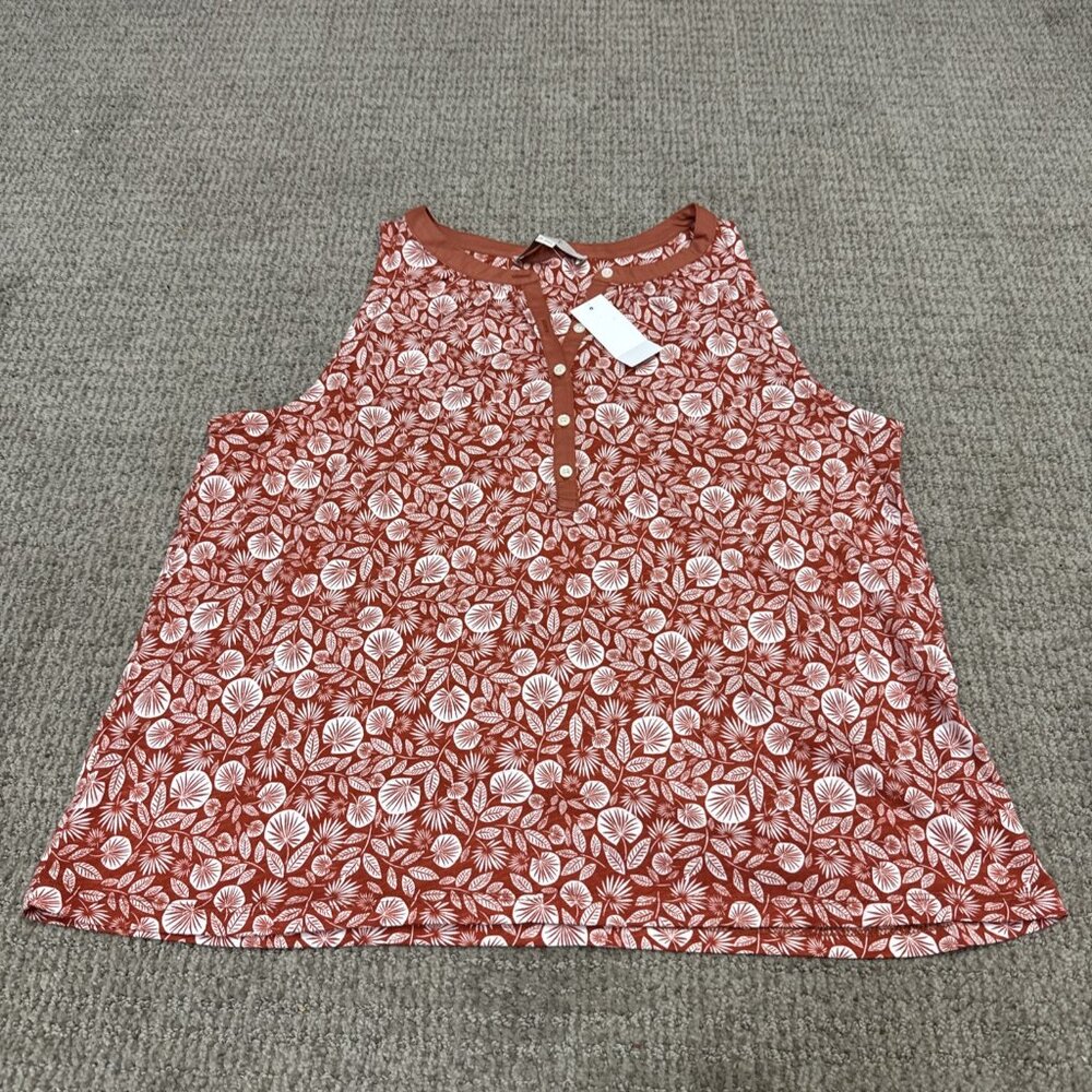 Loft Blouse Red White Floral Sleeveless Women’s Size XS NWT - Picture 3 of 11